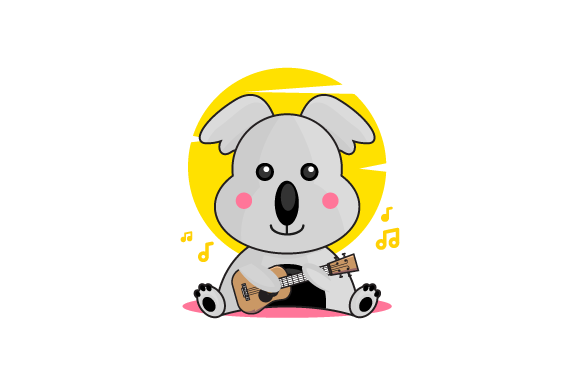 Download Cute Cartoon Koala Playing Guitar Design - Cartoon Collection