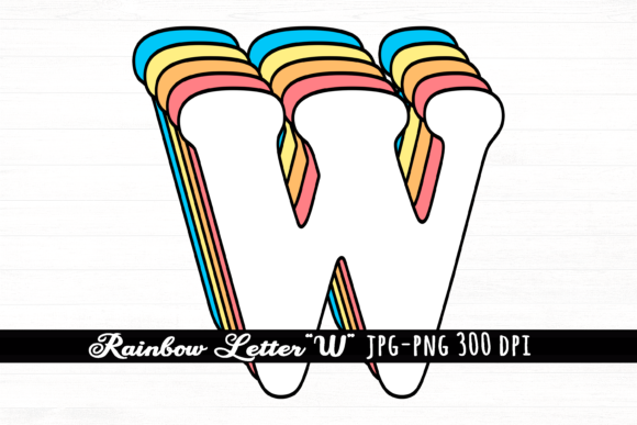 Download Letter W Rainbow Initial Cute Retro Font - Cute retro font Collection