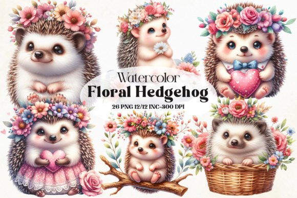 Download Watercolor Floral Hedgehog PNG Clipart - Premium Resources