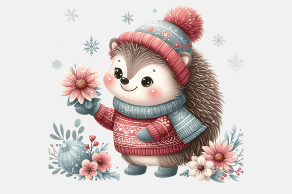 Download Cute Winter Hedgehog PNG Sublimation - Premium Bundle
