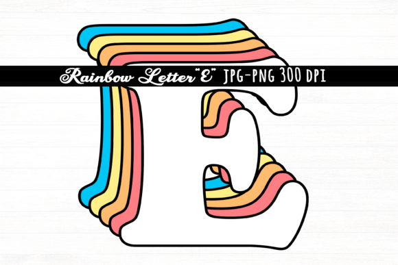 Download Letter E Rainbow Initial Cute Retro Font - Cute retro font Collection