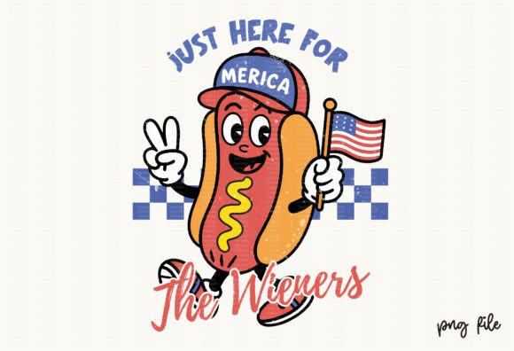 Download Retro Cartoon Patriotic Hot Dog PNG - Cartoon Collection