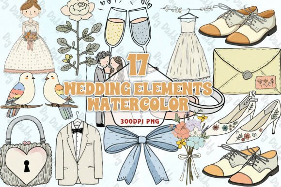 Download Wedding Elements Watercolor PNG - Wedding elements Collection