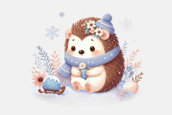 Download Cute Winter Hedgehog PNG Sublimation - Premium Bundle