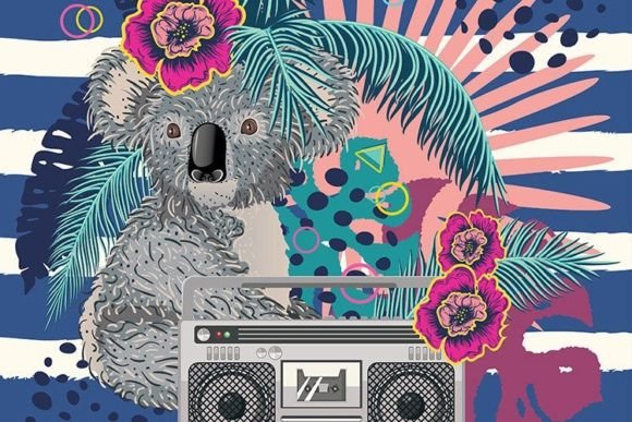 Download Cartoon Koala with Boombox - Cartoon Collection