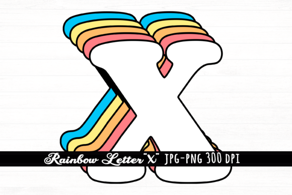 Download Letter X Rainbow Initial Cute Retro Font - Cute retro font Collection