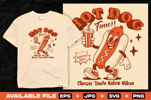 Download Retro Hot Dog Cartoon Mascot Design - Cartoon Collection